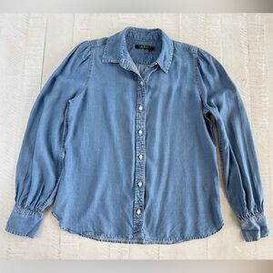 Women’s Old Money Lauren Ralph Lauren Chambray Button Down Shirt NWT sz Medium P